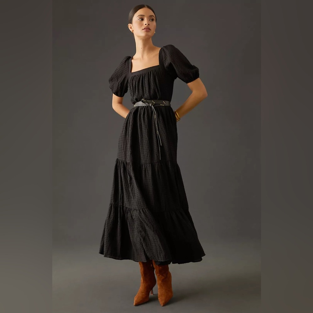 By Anthropologie Tiered Puff-Sleeve Maxi Dress